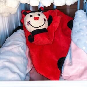 Burton Security Blanket Lovey Ladybug Plush Nursery Baby Shower Gift Decor 12"